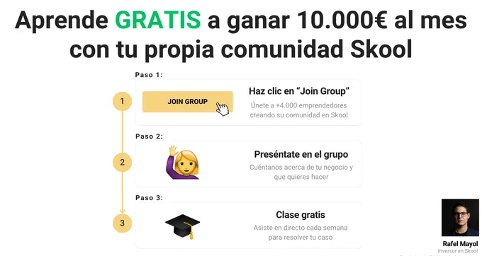Curso Skool Gratis community branded header and welcome content