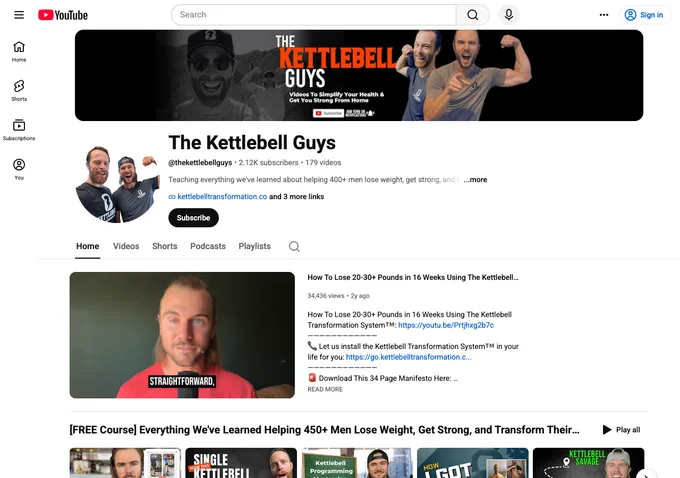 Sean Griffin & Grant Anderson YouTube channel page showing subscriber count and content library