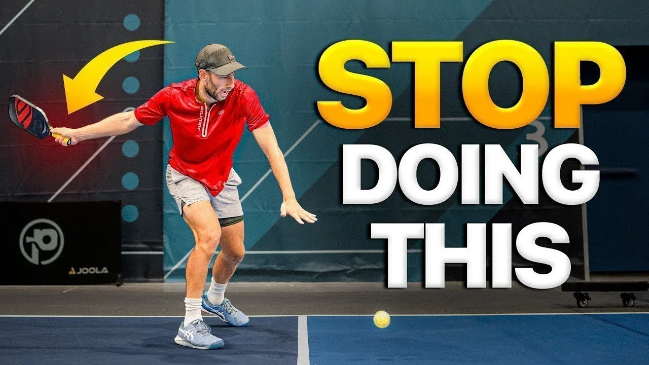 Kyle Koszuta YouTube video thumbnail on common beginner pickleball mistakes to avoid, showcasing the analytical coaching style of That Pickleball School
