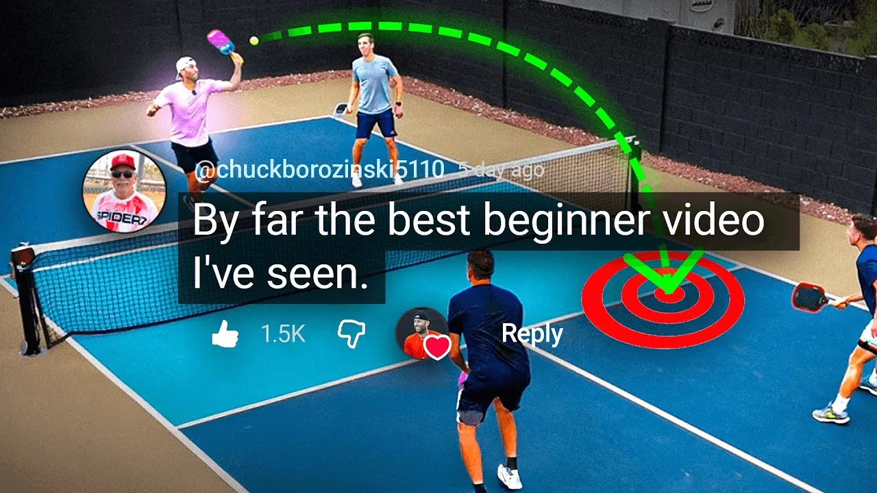 Kyle Koszuta YouTube video thumbnail for the ultimate pickleball guide, from the ThatPickleballGuy channel with 400,000 plus combined social following
