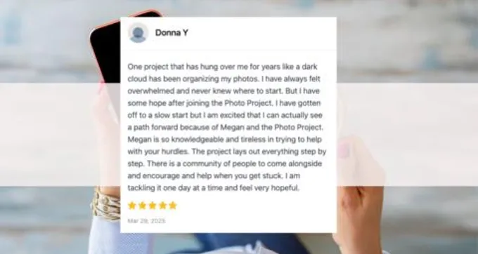 The Photo Project pricing and feature comparison showing $37/month membership value against premium competitors in the photo organization space