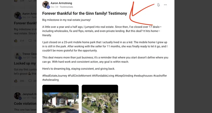 Wholesaling Real Estate community branded header and welcome content